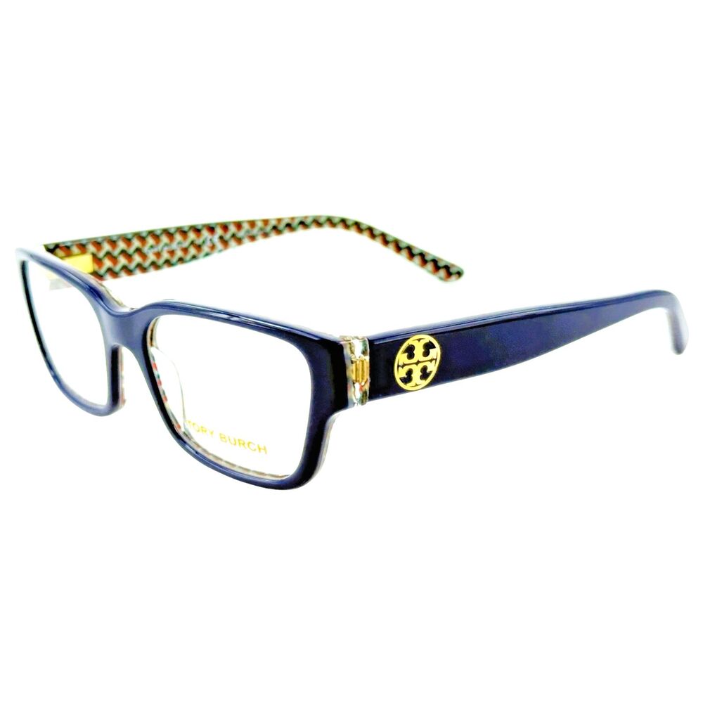 Tory Burch TY2074 Womens Plastic Eyeglass Frame 1655 Navy Blue ZigZag 51-17